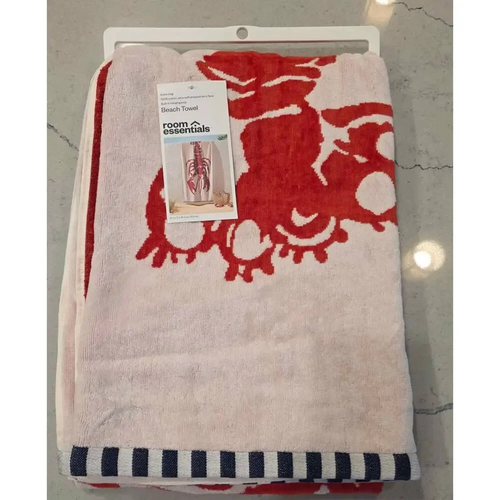 NWT Room Essentials 100% Cotton Lobster Beach Towel 36
